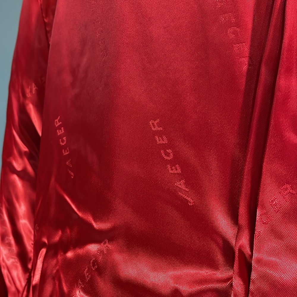 100% wool Jaeger double breasted blazer size 12 astounding quality gorgeous red! - Picture 14 of 17